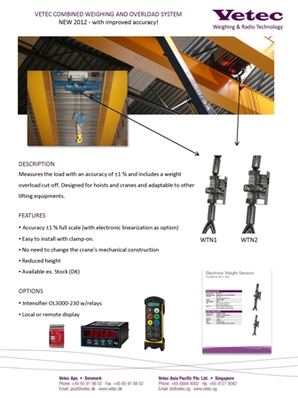 vetec crane lifting loadcell crane safety clamp on wt1 wt2