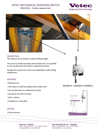 vetec crane lifting loadcell crane safety mechanical overload