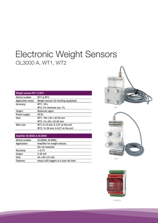 WT-1 and WT-2 for Crane overload safety electronic catalouge in PDF version